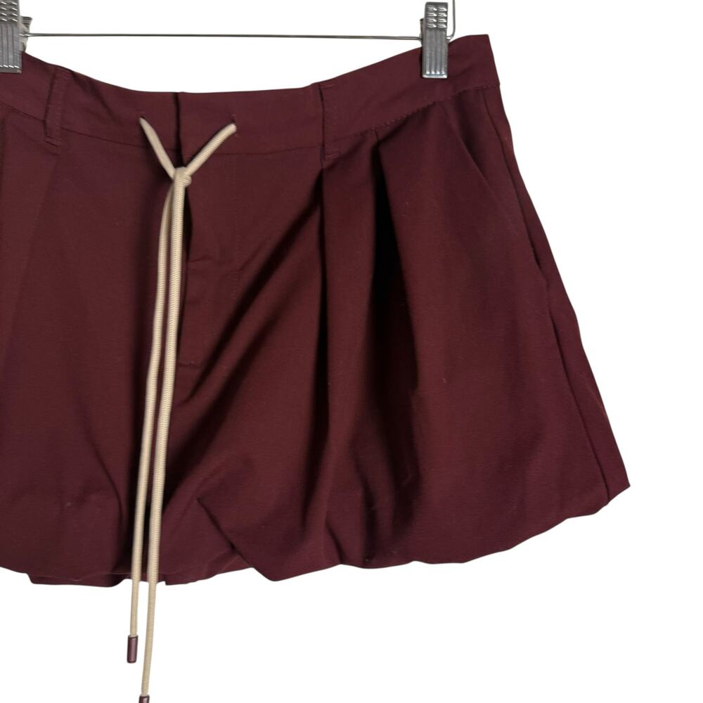 Zara Solid Maroon Balloon Drawstring Mini Skirt S… - image 4